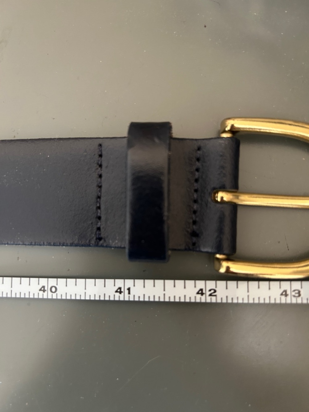 Ann Taylor Navy Italian Leather Belt with Gold tone hardware. - Picture 6 of 7